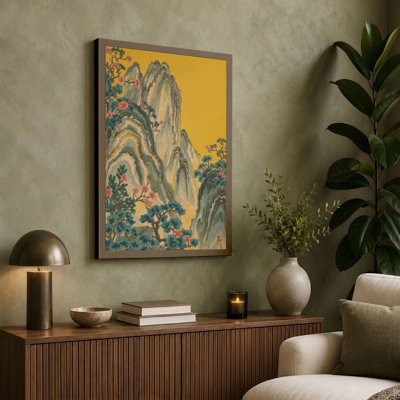 Mountain Mist in Gold Japandi - Wrapped Canvas