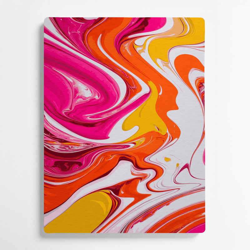 Art abstrait abstrait en métal orange 31, H 16 po x l 20 po