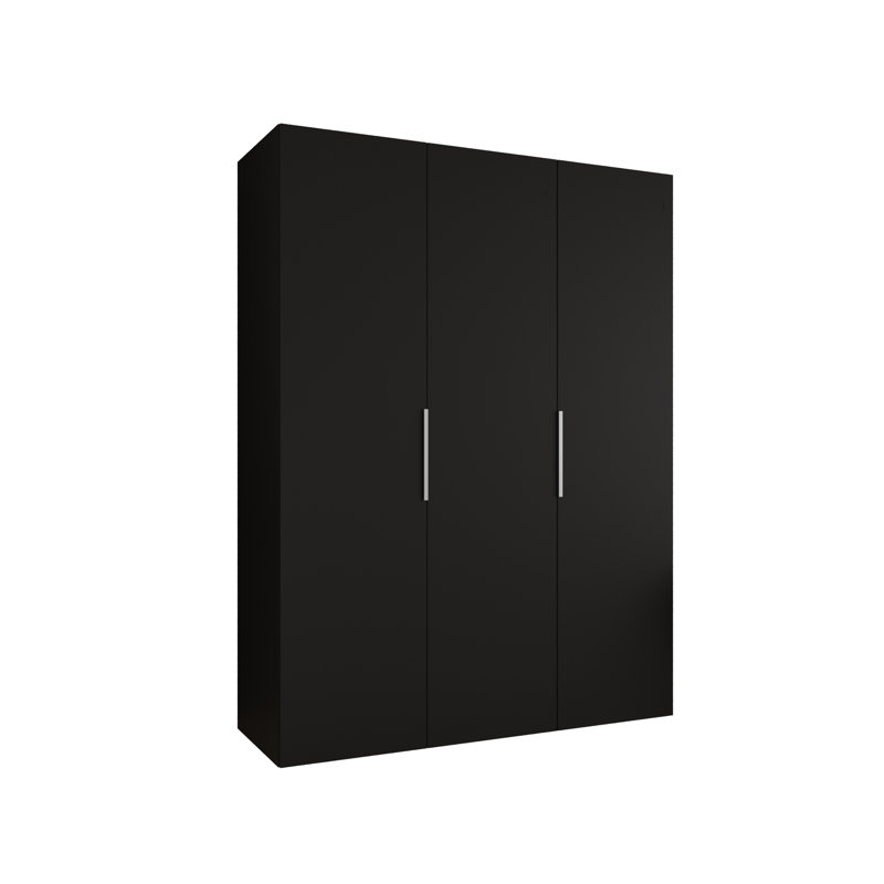 Manufactured Wood Wardrobe, black matt + handles: cashmere