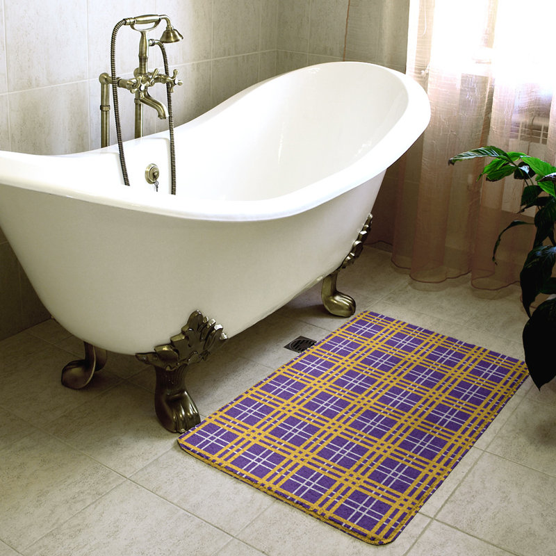 Memory Foam Non-Slip Bath Rug, 21" W x 34" L, Purple/Yellow 2