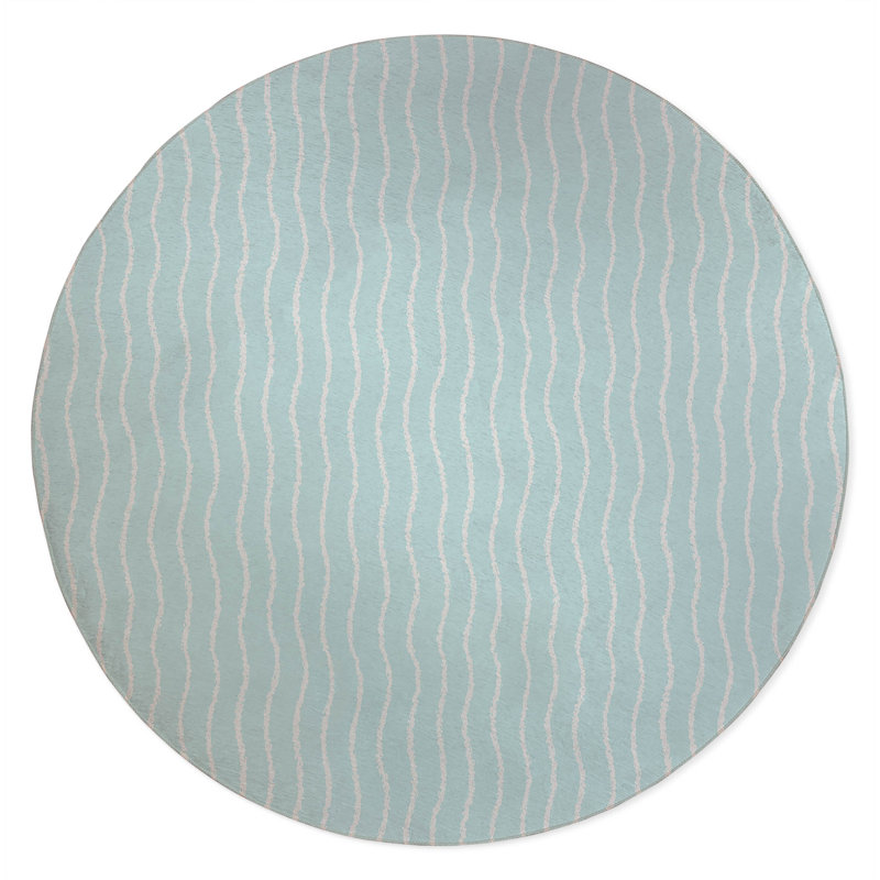 Wave Grunge Non-Slip Outdoor Rug, Round 5'