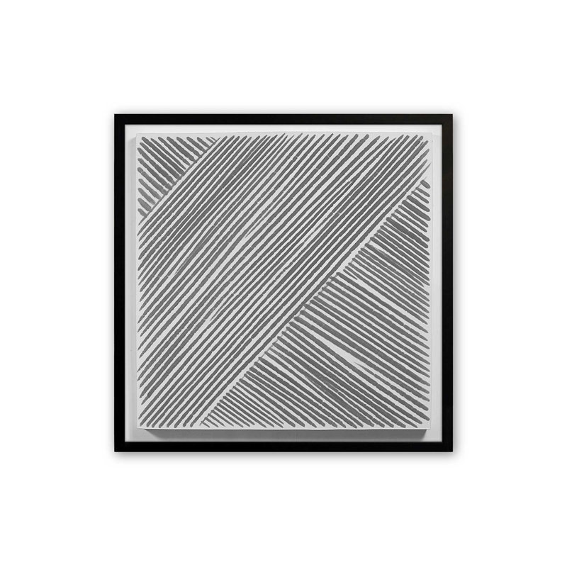 Illusion linéaire I, H 13,5 po x l 13,5 po, Cadre photo noir satiné