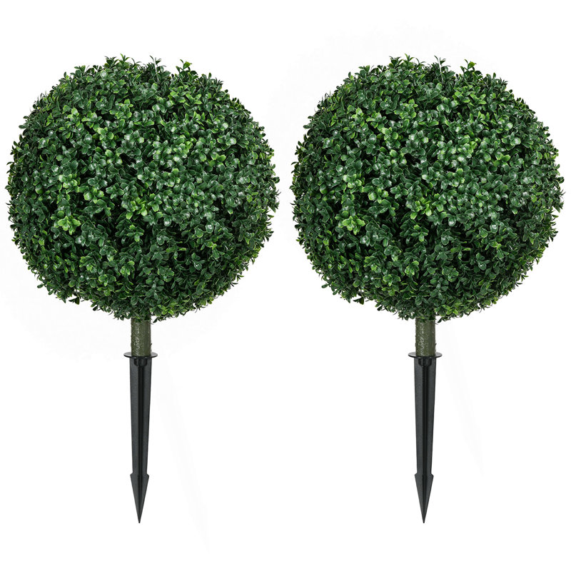 Ensemble de 2 topiaires de buis artificiels avec piquets