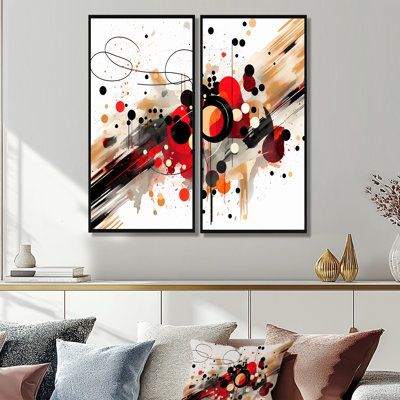 Red And Black Abstract Symphony I - Red Modern Wall Art
