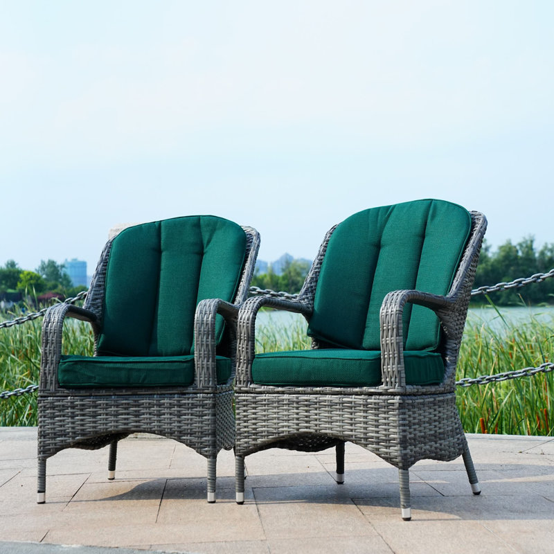 Chaise de patio avec coussin Iyman, Vert, Gris