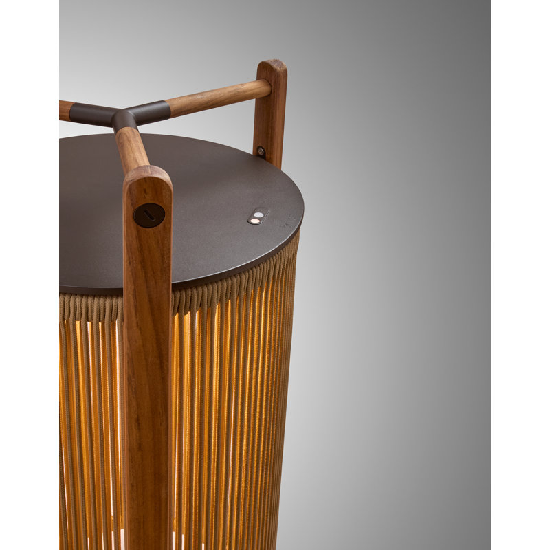 Kando - P/111 Outdoor Floor Lamp - Teakwood -  Nautical Cord - Sand Shade