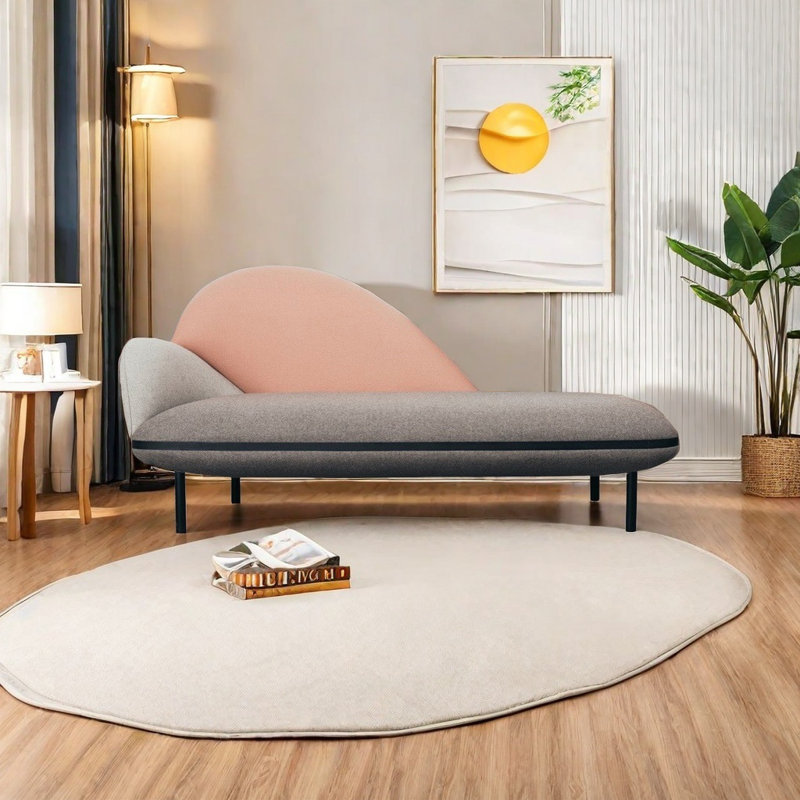 Velvet Chaise Longue, Grey, Left Hand Facing