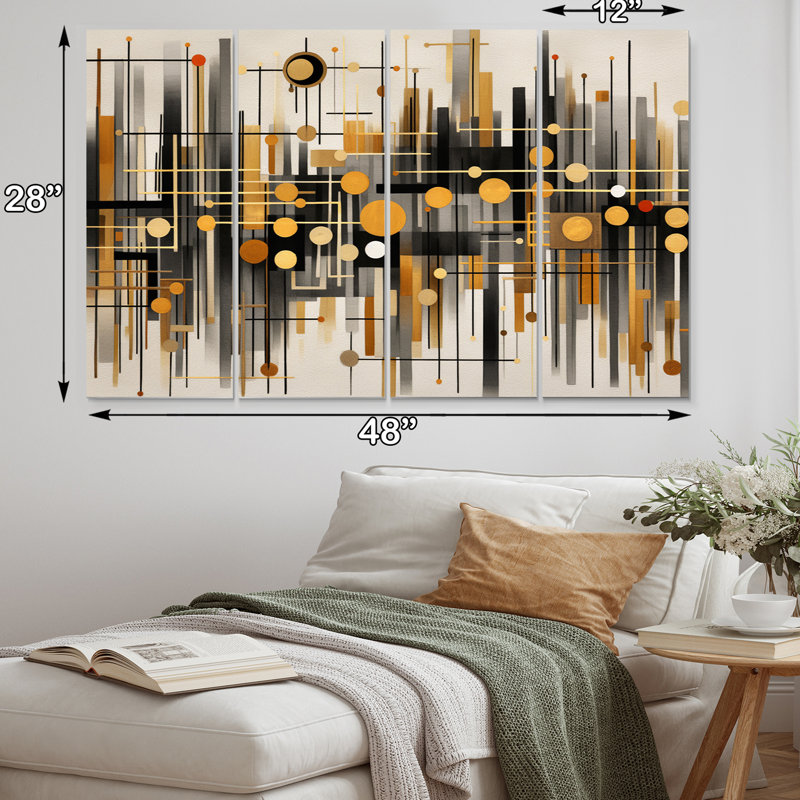 Wrought Studio™ Gold Black Gold And Black Infinite Patterns On Metal 4 ...