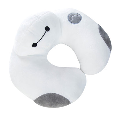 Oreiller en forme de U, motif de dessin animé mignon, protection cervicale pour la sieste, idéal pour le bureau, les voyages et la conduite (blanc).