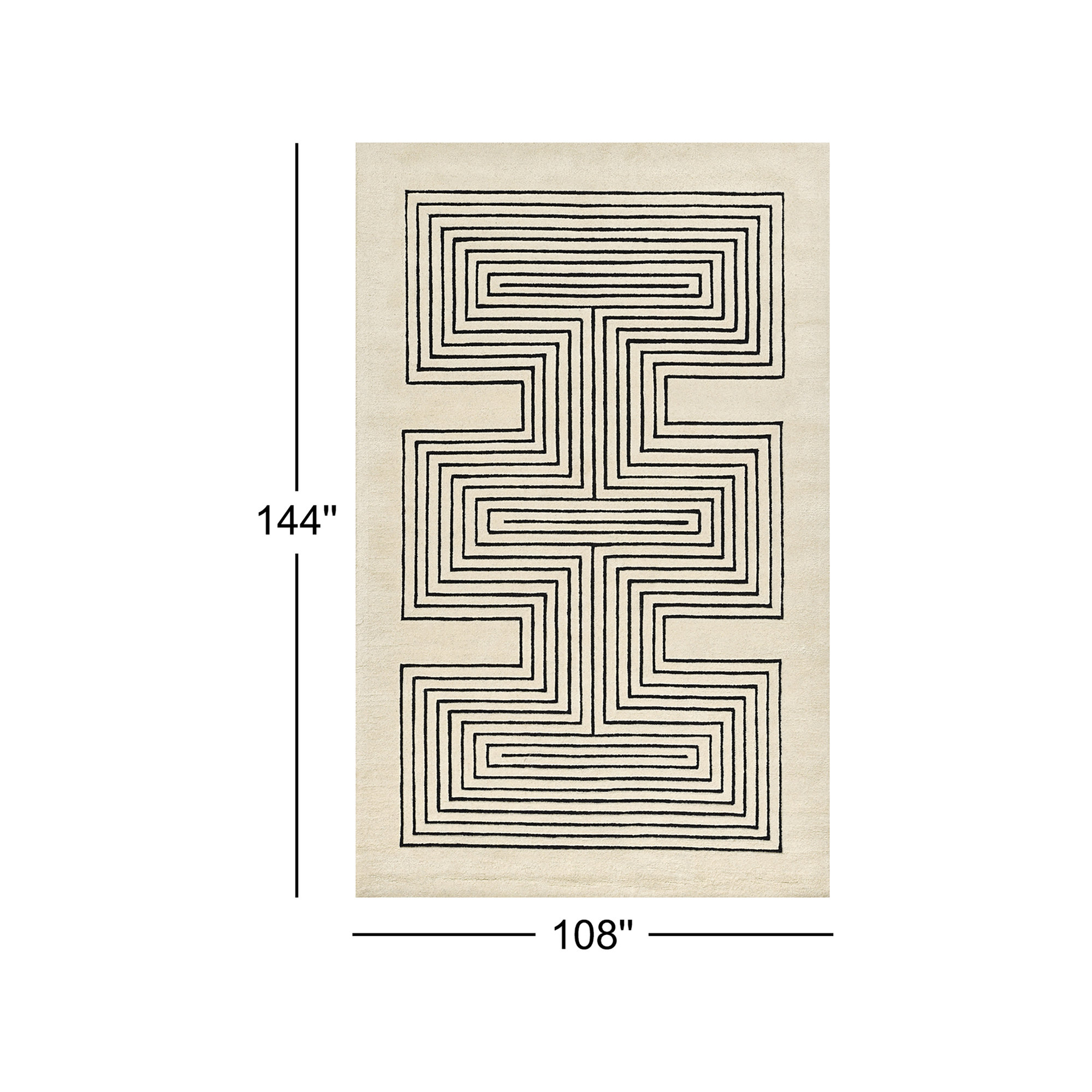 Orlie Hand Tufted Wool Brown Rug, Black Beige, Rectangle 9' x 12'