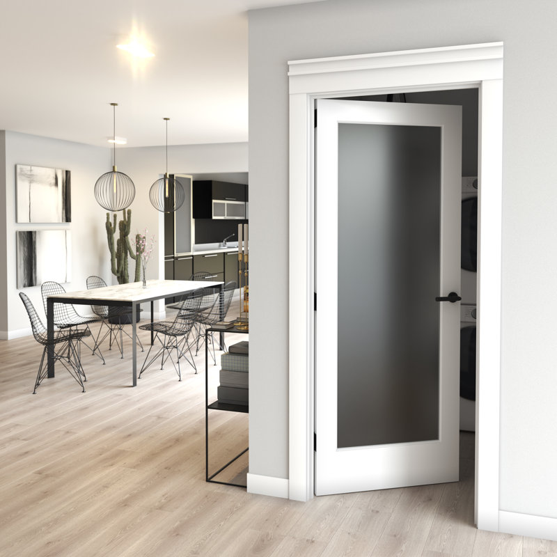 80'' Solid Wood Glass Painted Slab Door
