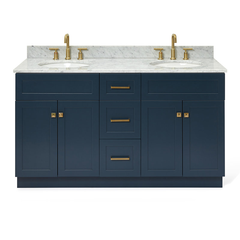 Ensemble de meuble-lavabo double 61 po Partham, Bleu minuit