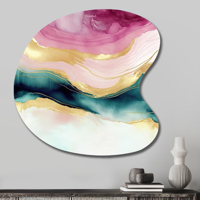 «Abstract Geode Marble Waves», art mural asymétrique en métal