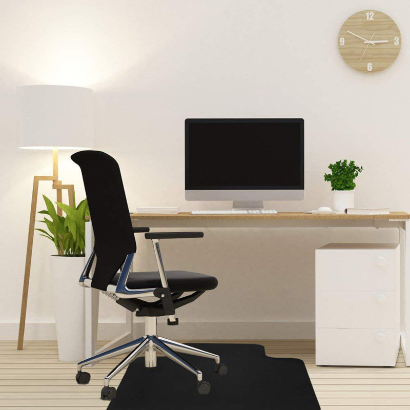 Black Scratch-Resistant Polypropylene Office Chair Mat for Hard Floors