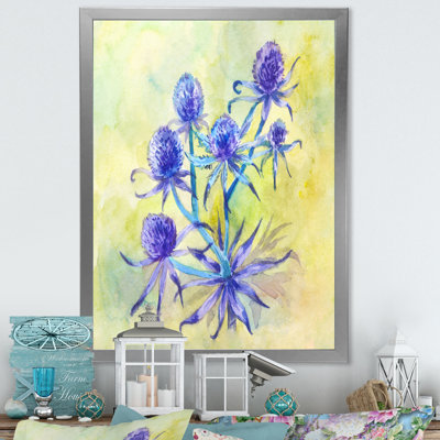 «Blue Wildflower Ernygium», art mural traditionnel sur toile