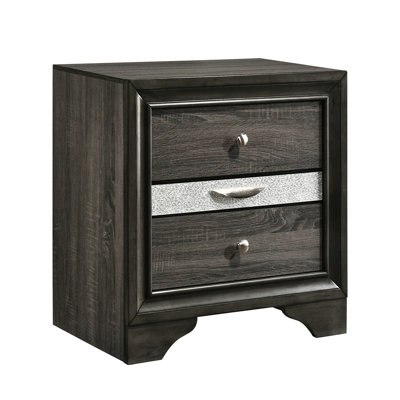 Rustic Grey Bedroom 3 Nightstand - Modern Appearance, 26.5" H X W 17.5" D Rubberwood, Felt Lined Drawer Interior With 3 Drawers Style, 26.5In 17.5In