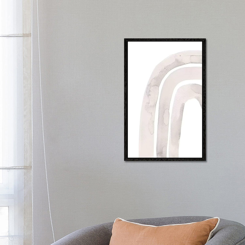Grey Abstract Rainbow by Whales Way - Painting on Canvas, 66.04cm H x 45.72cm W x 3.81cm D, Black Framed