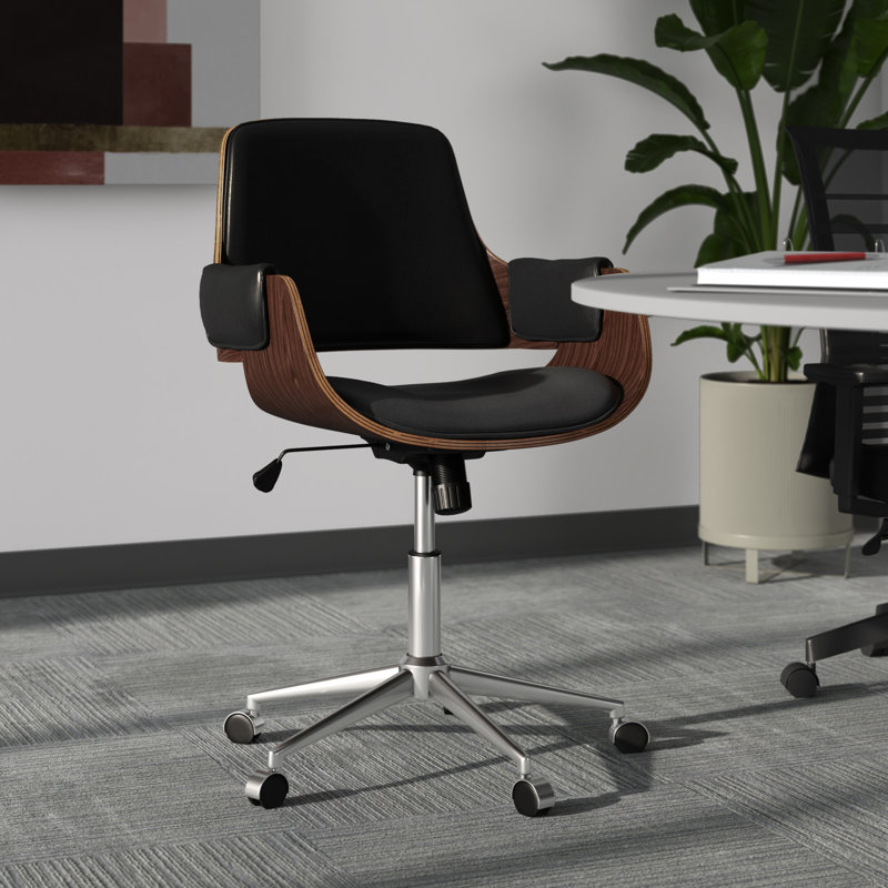 Chaise de travail en similicuir - noir