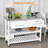 Kitchen Island With Stainless Steel Top, Open Shelves, And Drawers, Gray