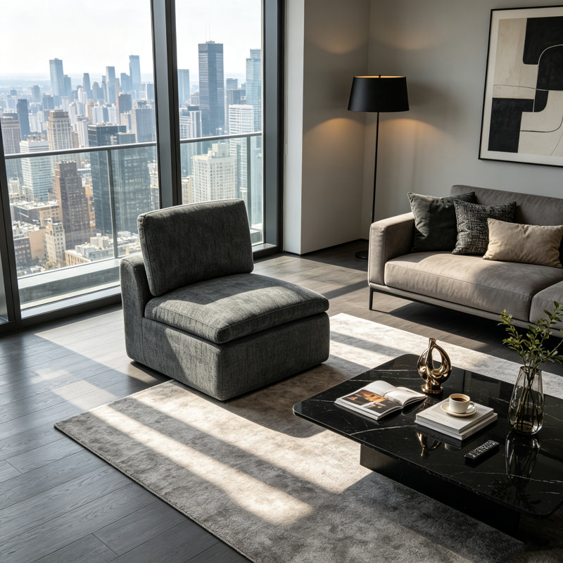 Fauteuil d'appoint en chenille à compression 33 po Moorebank, Dark Grey