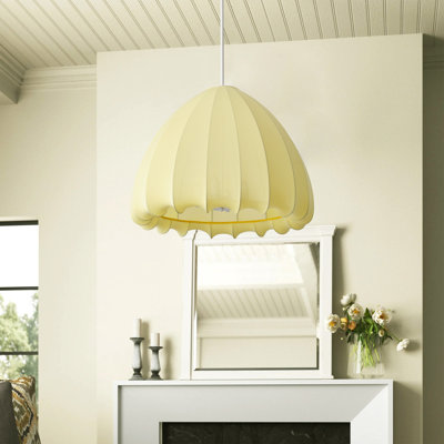 4-Light E12 Base Yellow Fabric Flower Dome Chandelier with Adjustable 70.87" Rod, Dimmable, ETL Certified