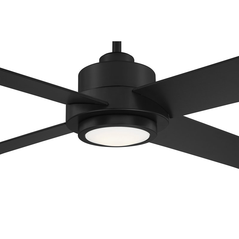 56" Mccoin 4 - Blade LED Standard Ceiling Fan in Black with Remote Control and Light Kit Included, Black