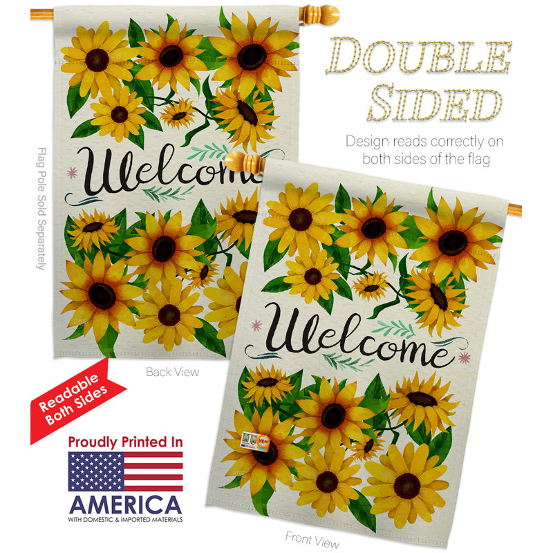 Ensemble de drapeau à 2 côtés en polyester 40 "x 28" Welcome tournesols