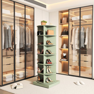 Armoire à chaussures rotative 360 °, 6 couches, pouvant contenir 24 paires, peu encombrante, facile à nettoyer, commode traditionnelle américaine à 360 degrés, convient à l'installation, tendance