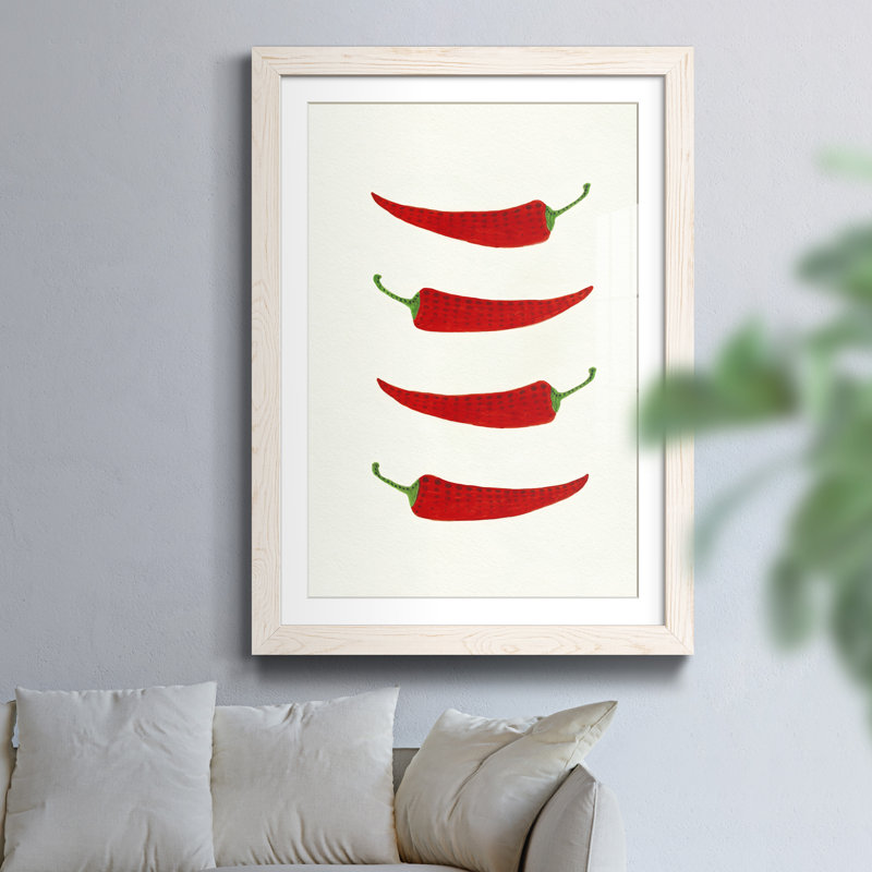 Hot Peppers - Reproduction d'art sur papier encadrée, H 37,5 po x l 27,5 po x P 1,5 po, Papier encadré blanc