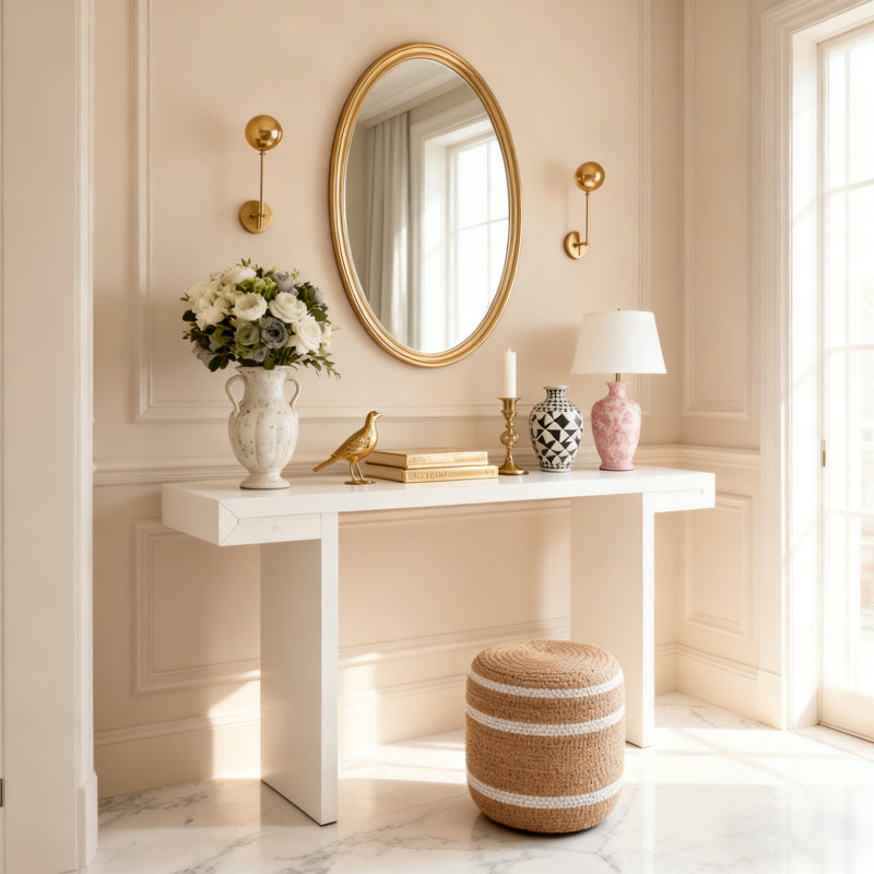 Console avec pieds réglables, Blanc
