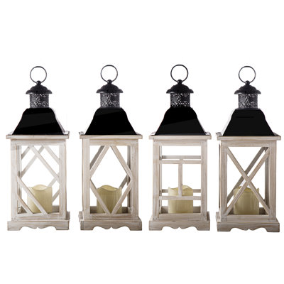 Wood Square Lantern Natural Finish Brown