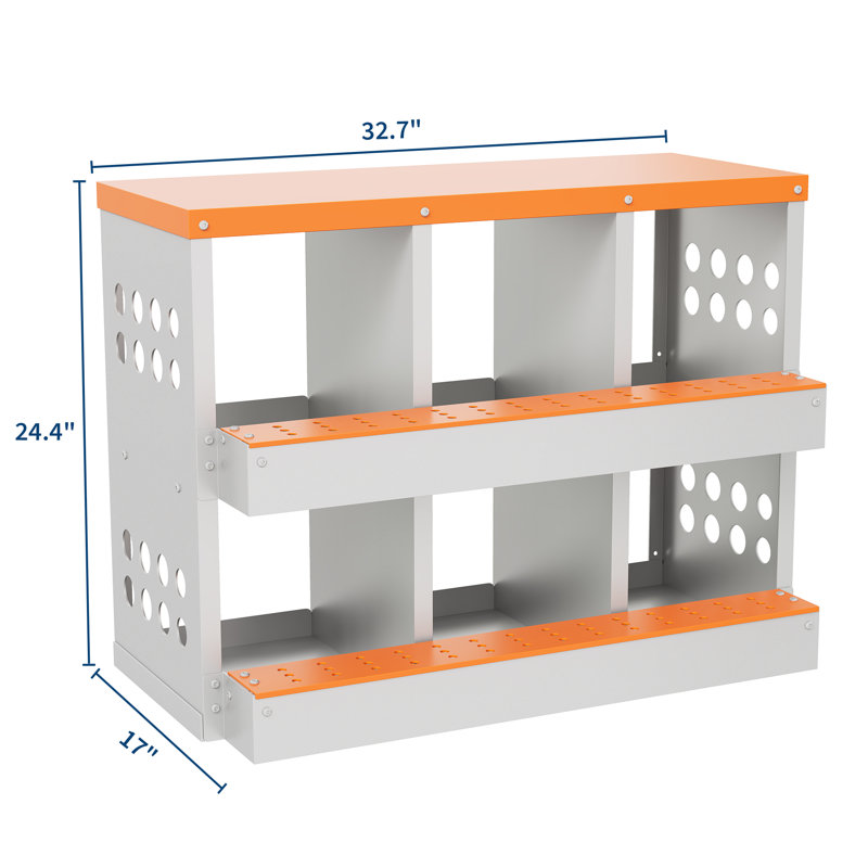 Boîte de nidification en acier galvanisé, 6 compartiments, orange, 32,7 x 17 x 24,4 po, 6