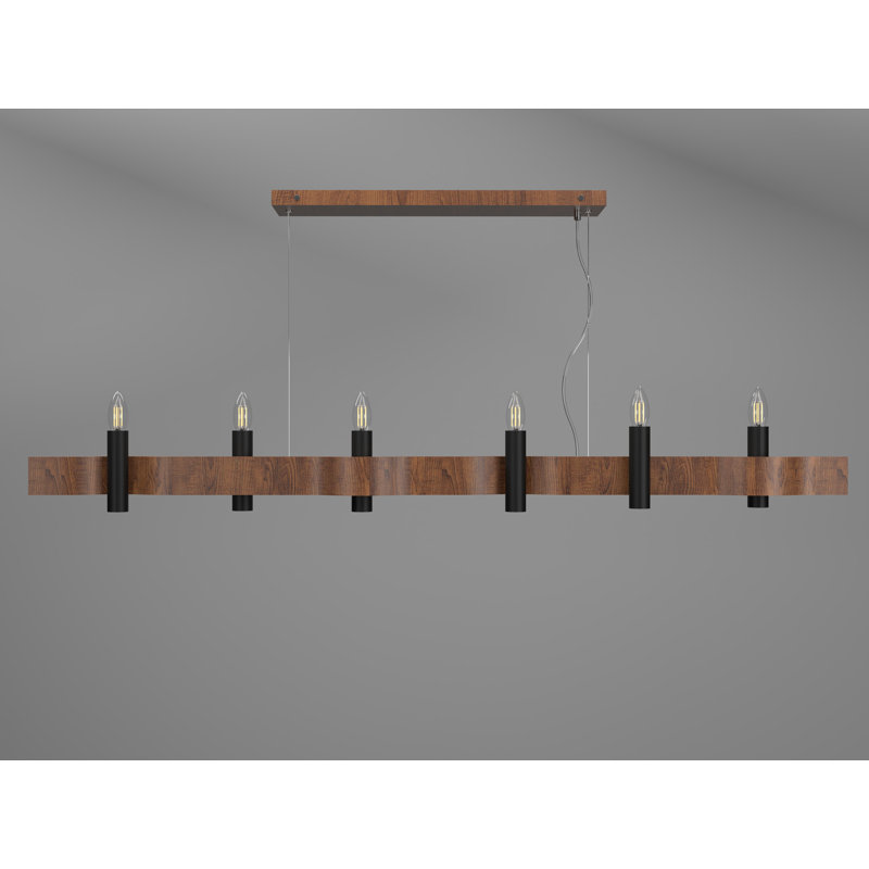 Pendant Accord Flow, Imbuia, 6 Lights, 118" H x 59.05" W x 4.13" D