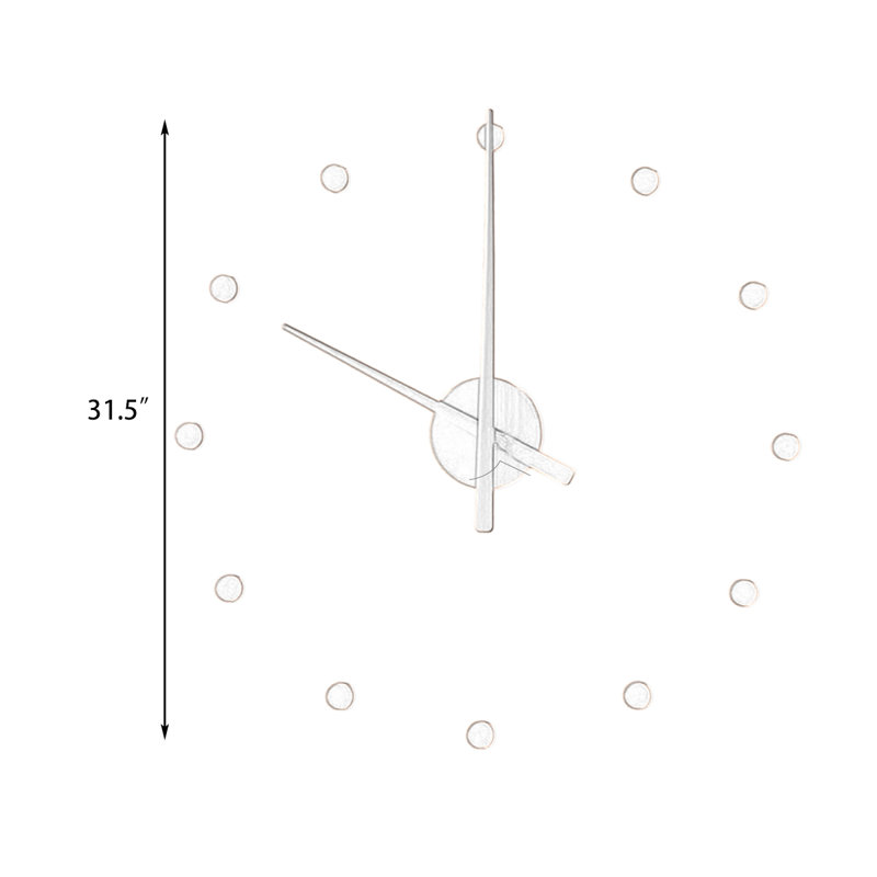 Horloge murale minimaliste grise à pois, de style moderne, silencieuse, H 31,5 po x l 31,5 po x P 1,97 po, Grey