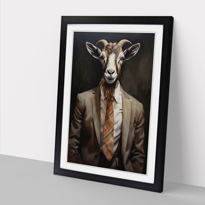 Goat in a Suit Painting No.2 - Framed Print