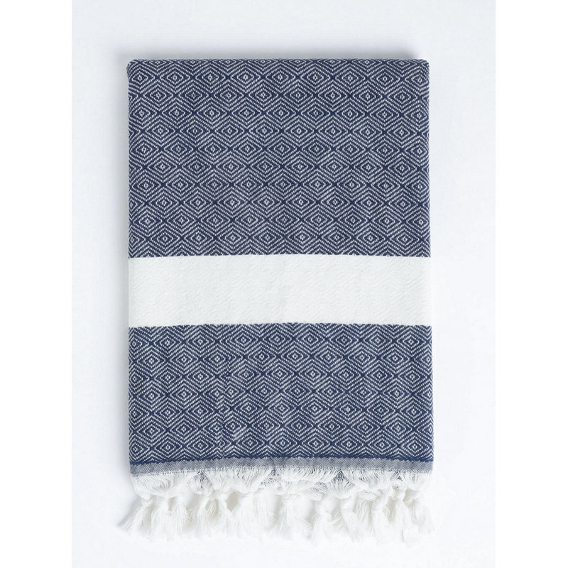 Charleston Stripe Turkish Cotton Beach Towel, Marine