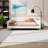 Queen Size Convertible Sofa Bed - Beige Linen Upholstered Daybed with 4 Solid Legs & Storage-Free Design-1604134447