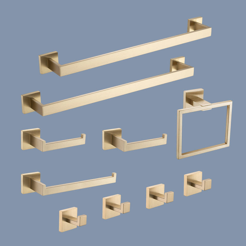 10 - Piece Bathroom Hardware Set, Brushed Gold