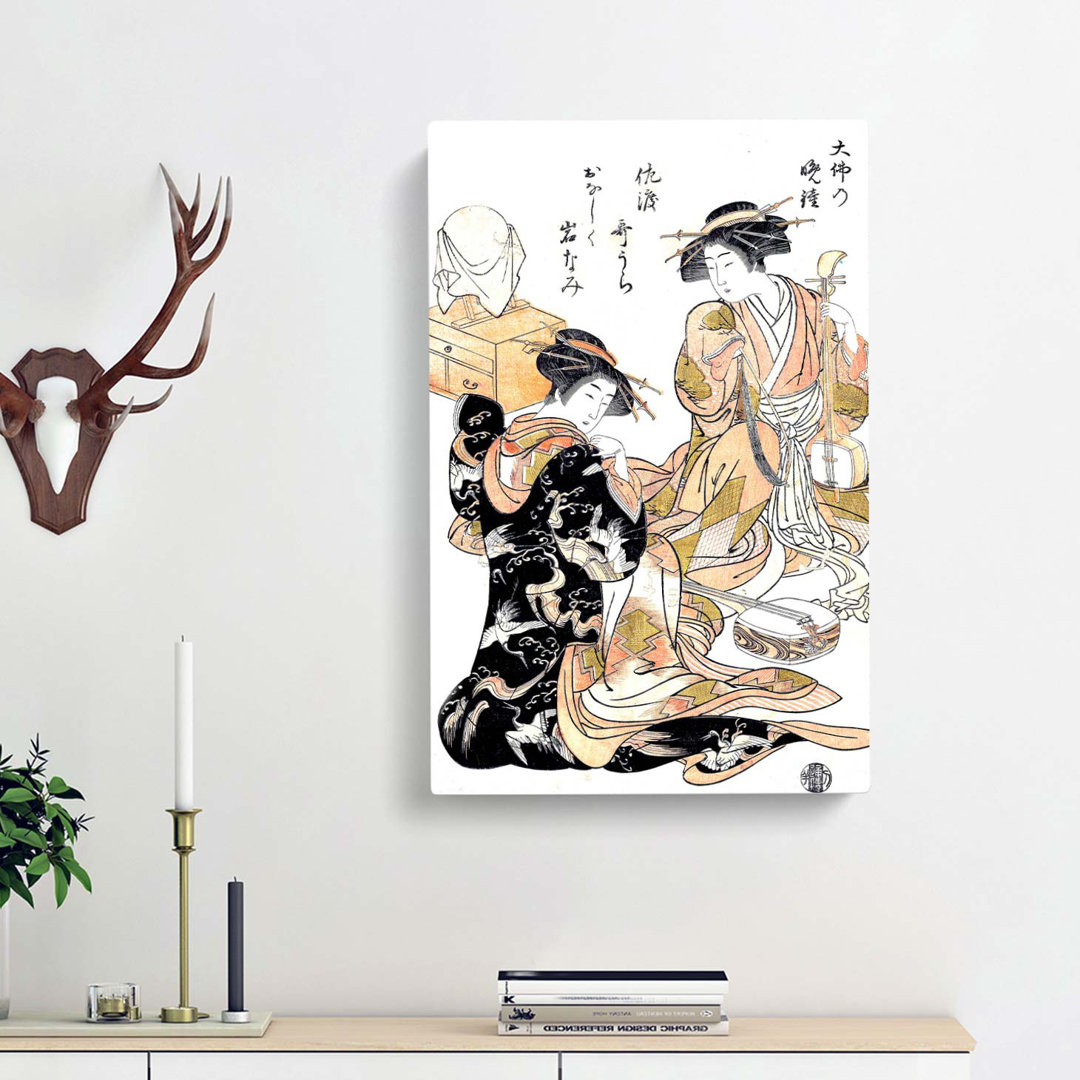 Bell Of The Temple by Kitao Shigemasa - Wrapped Canvas