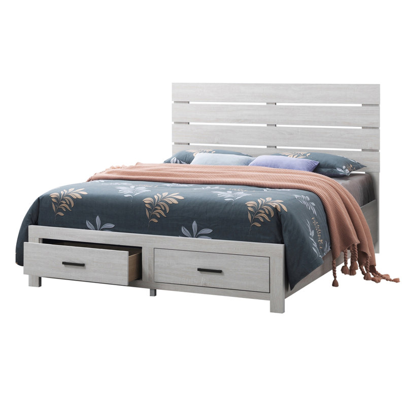 Lit plateforme avec rangement Drews, Blanc côtier, Grand