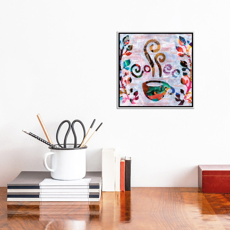 «Coffee» par Artpoptart, reproduction d'art sur toile tendue, Toile avec cadre blanc, H 12 po x l 12 po x P 1,5 po