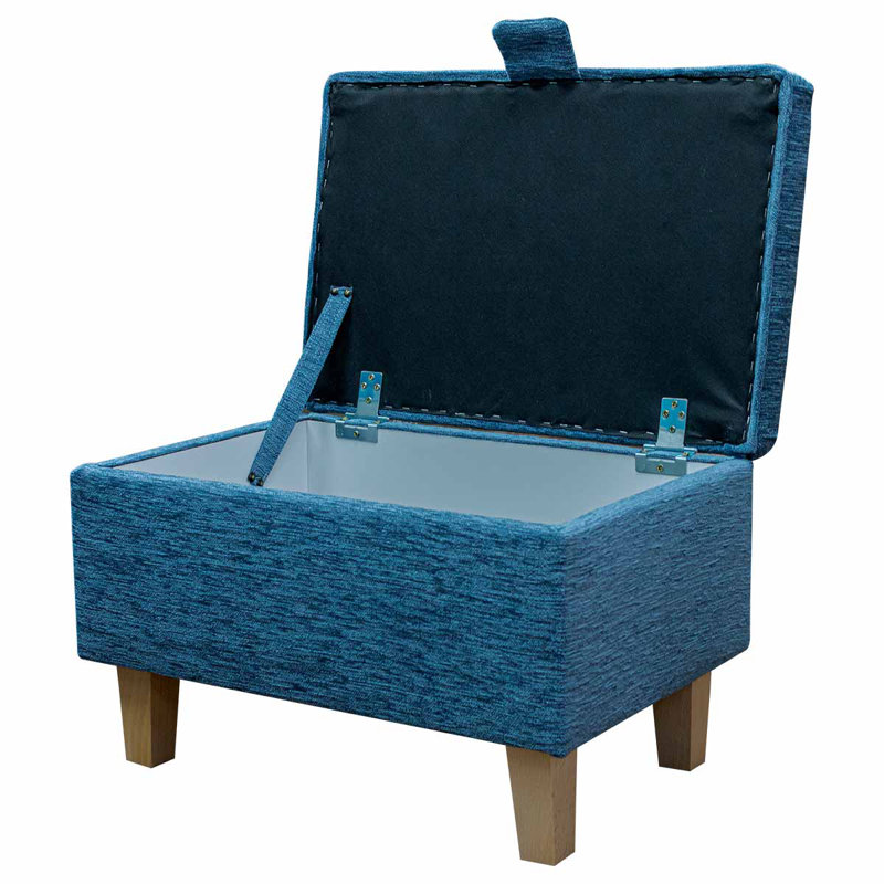 50.8cm Wide Rectangle Solid Colour Footstool Ottoman with Storage, Blue