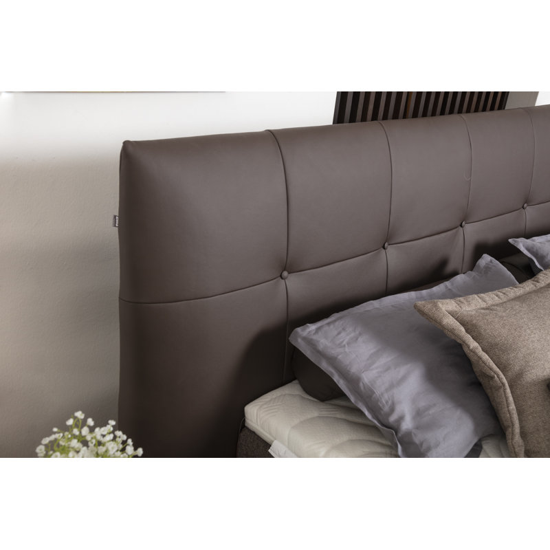 Boxspring Bed Loana with Topper, Brown, 180 x 200 cm, H2 - approx. 60 to 80kg