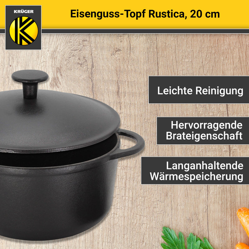 Karl Kruger Rustica Cast Iron Standard Pot, 20 cm Ø
