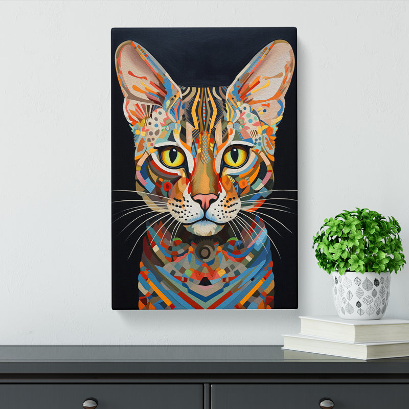 Bengal Cat Dadaism No.3 - Print on Canvas, 76cm H x 50cm W x 3cm D