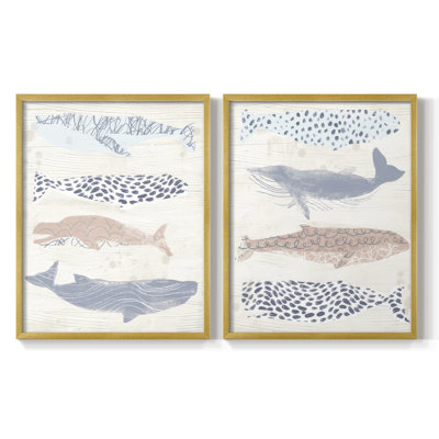 Imprimé encadré à motif de baleine à motif I-Premium - prêt à être accroché - aucun clou requis - aucun clou requis