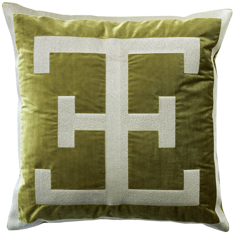 Logo Velvet Square Pillow Cover & Insert, Green