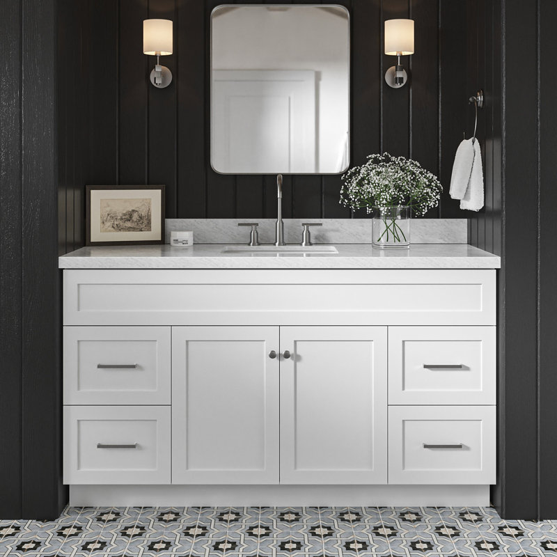Hamlet 61'' Single Bathroom Vanity with Carrara Marble Top, White