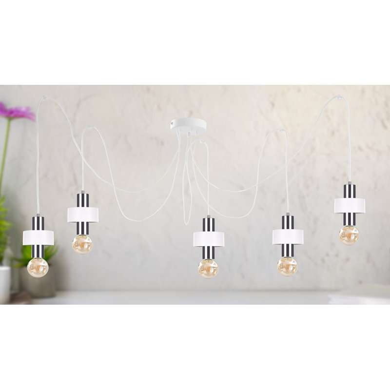 Bernda 5 - Light Cluster Pendant, White/Silver