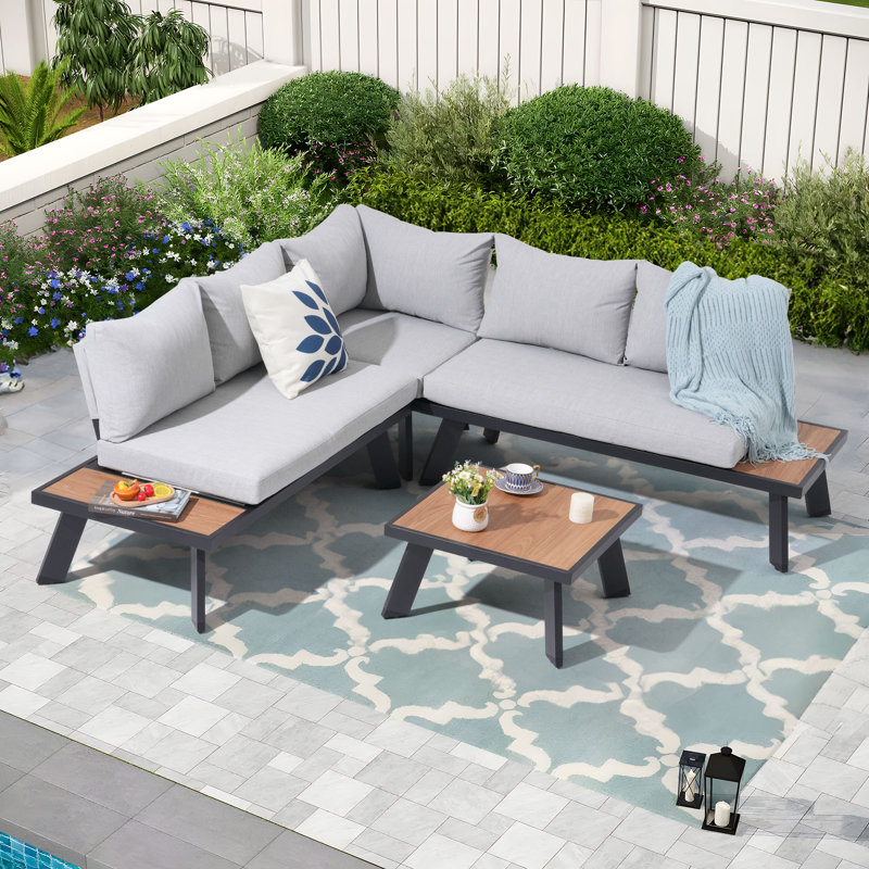 5-person Outdoor Seating Group With Cushions, Light Grey